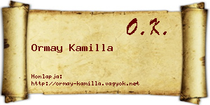 Ormay Kamilla névjegykártya